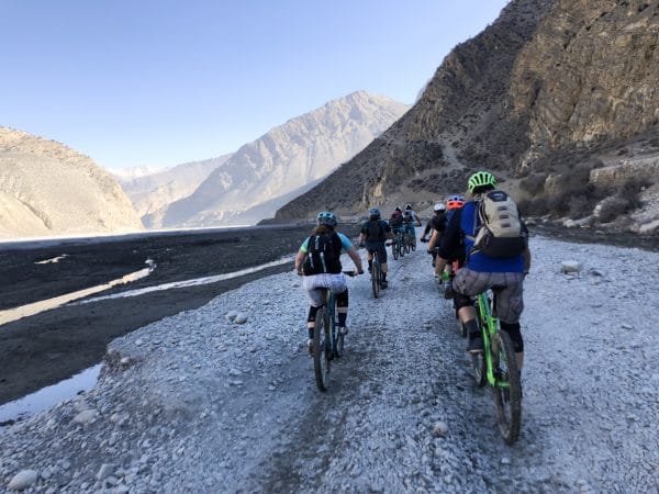 Group ride through the Mustang region of Nepal