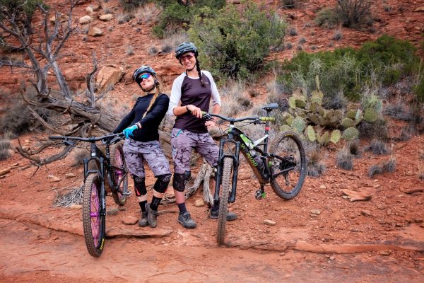Becky and Joanna ride bikes in Sedona