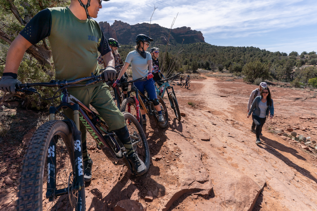 practicing trail etiquette giving the right of way to hikers