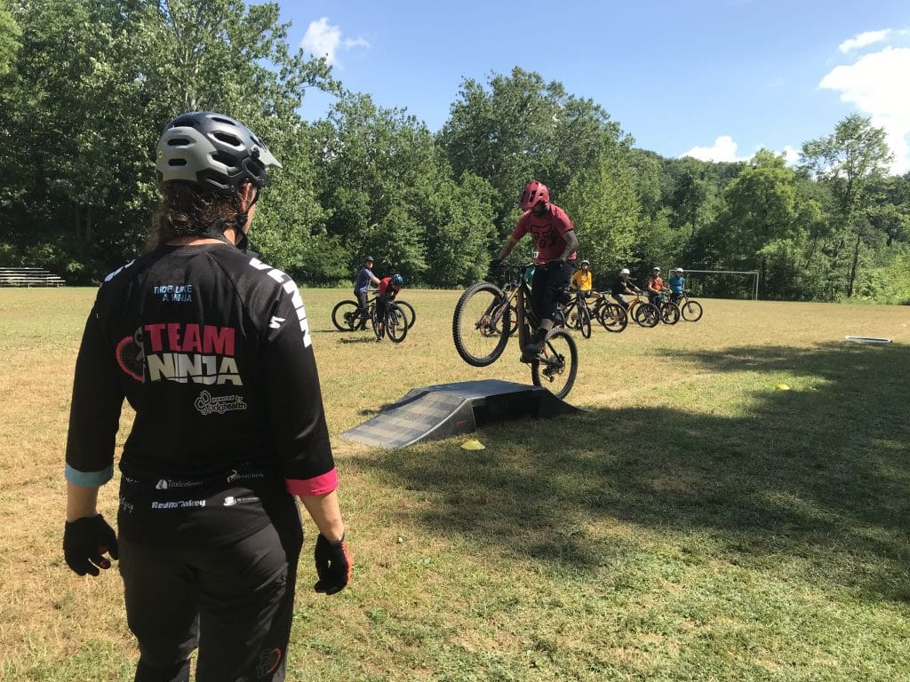 Jump practice during a skills clinic