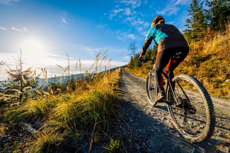 mountain biking benefit in a peaceful setting
