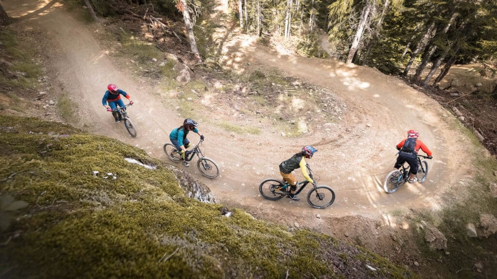 Mountain bikers riding at Whistler